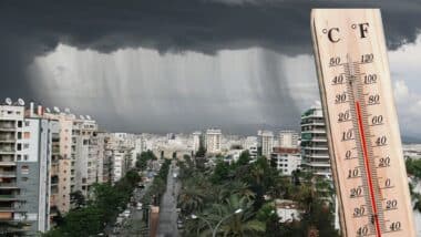 photo d'une ville sous des nuages menaçant illustrant une météo perturbée