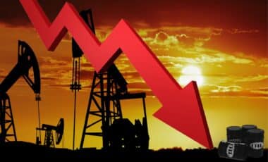 Pétrole avec une courbe descendante