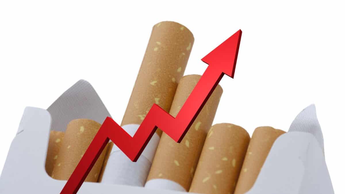 Tabac illustré dans une photo de cigarettes avec un graphe en hausse