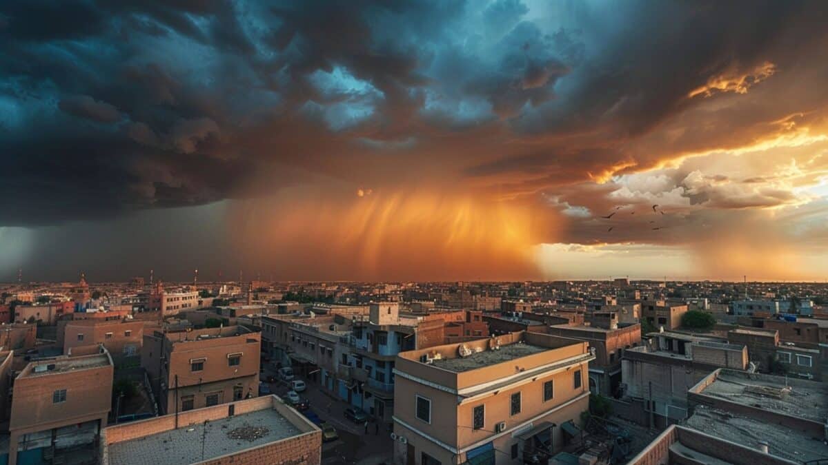 Météo orageuse sur une cité