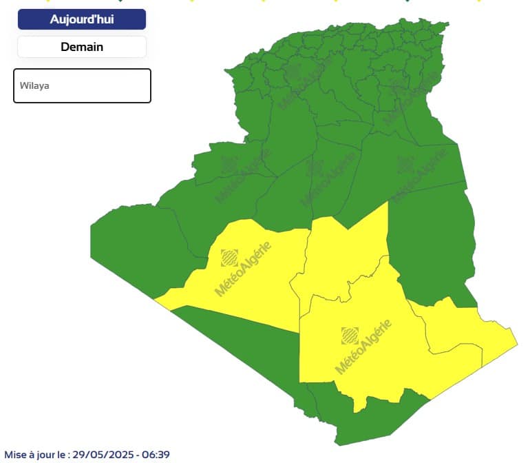Météo Algérie : stabilité au nord, vents violents et orages au sud Météo
