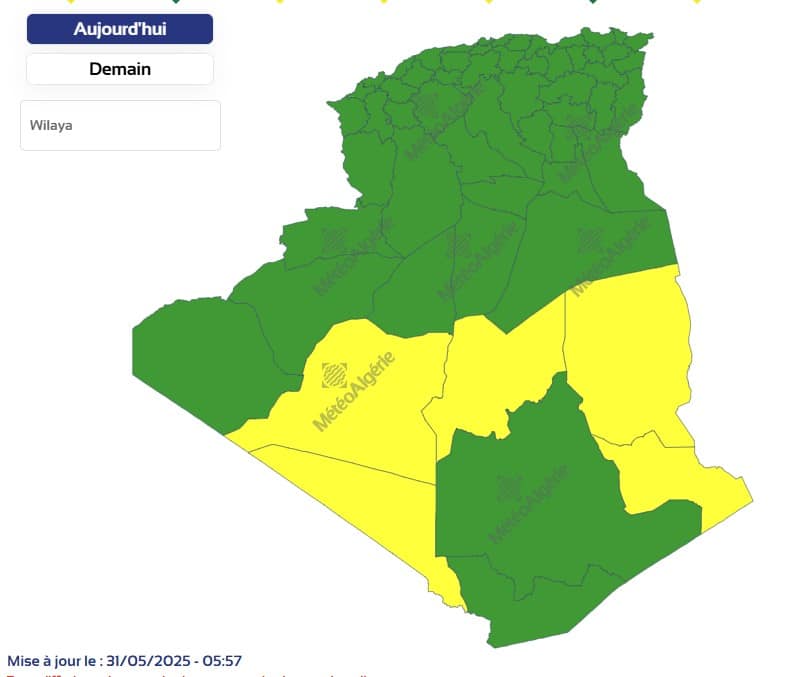 Météo Algérie : hausse des températures au nord, vents violents, tempêtes de sable et orages au sud Météo