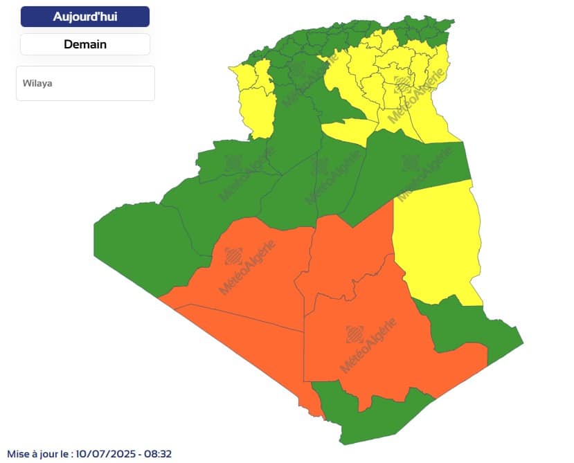 Météo Algérie : Jusqu'à 49°C au sud, orages et instabilité au nord Météo