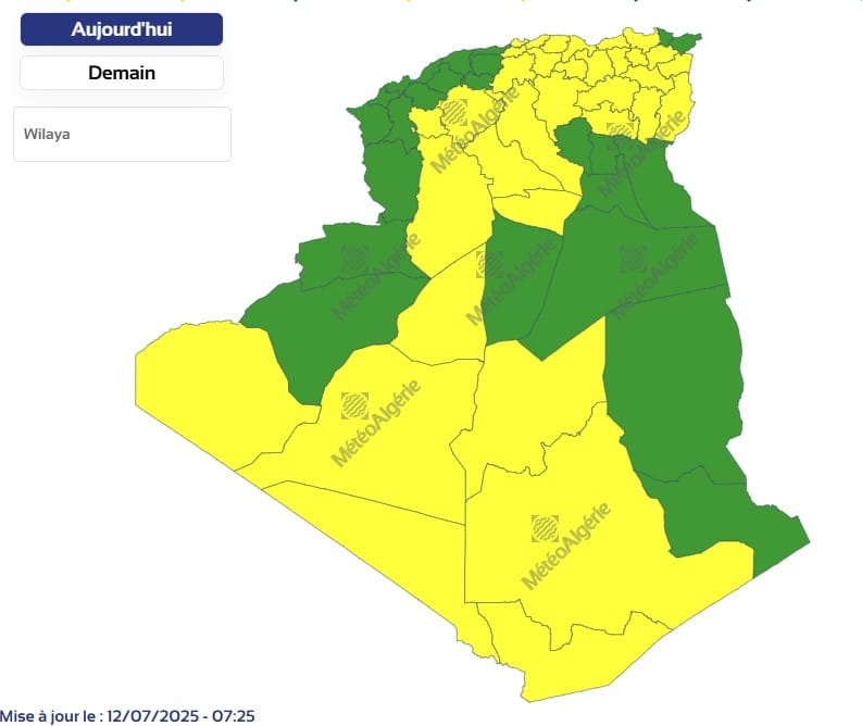 Canicule, pluies et orages : Météo Algérie lance plusieurs alertes ce samedi 12 juillet Météo