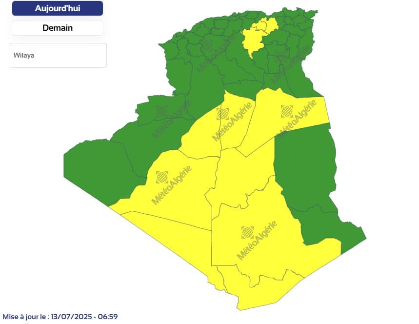 Météo Algérie : températures extrêmes au sud et foyers orageux au nord Météo