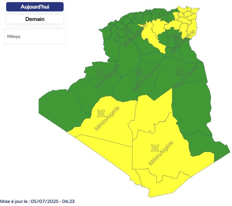 Météo Algérie : canicule au sud, orages et pluies au nord Météo