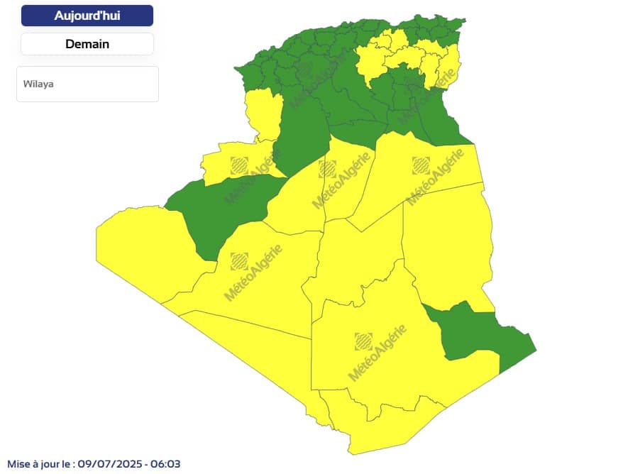 Météo Algérie : orages, pluies et canicule au rendez-vous ce mercredi 9 juillet Météo