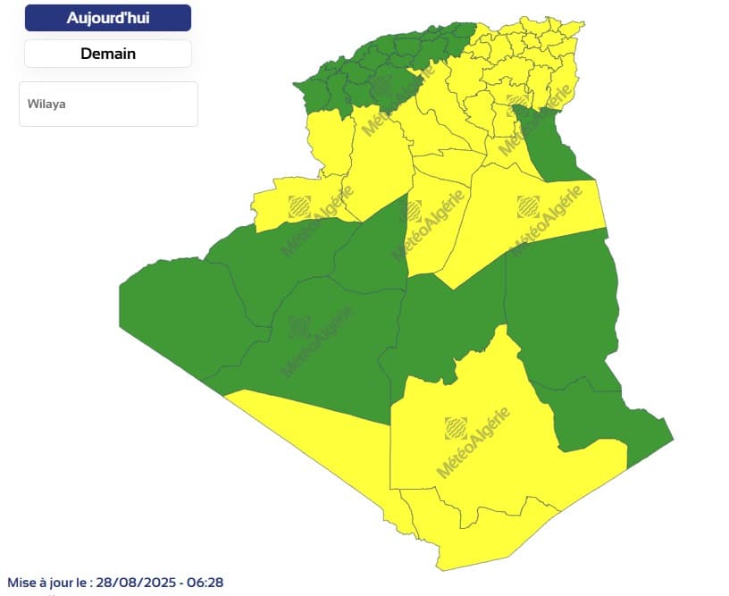Météo Algérie : pluies, orages et fortes vagues sur les zones côtières ce jeudi 28 août Météo
