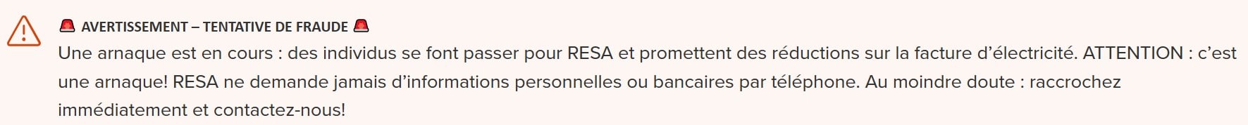 Alerte à l’arnaque : des individus se font passer pour RESA et proposent une fausse réduction resa