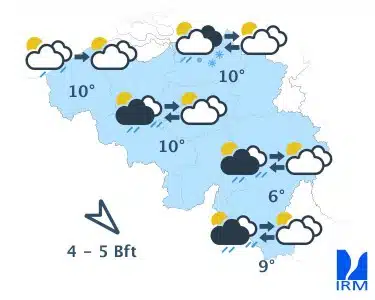 Météo : jusqu’à 70 km/h de vent et des averses… une journée agitée en Belgique météo