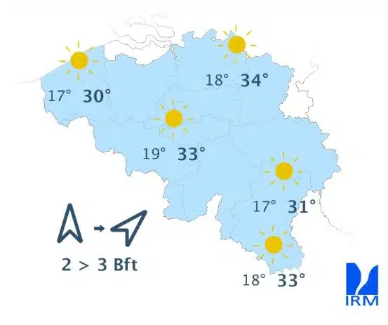 Météo Belgique : une nouvelle poussée de chaleur arrive, voici les températures attendues ce mardi Météo