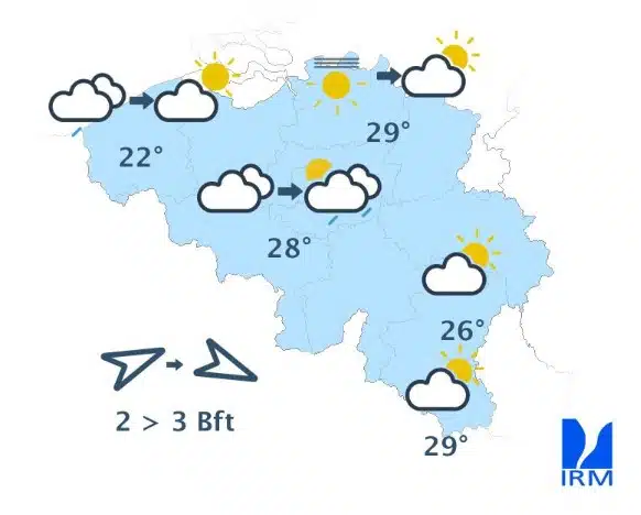 Météo Belgique : jusqu’à 29 °C ce vendredi, mais des averses possibles dans plusieurs régions Météo