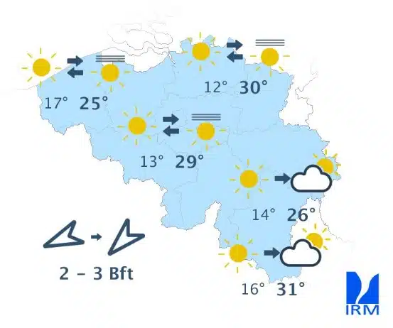 Météo Belgique : jusqu’à 29 °C ce vendredi, mais des averses possibles dans plusieurs régions Météo