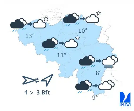 Météo : pluie, fraîcheur et rafales jusqu’à 70 km/h ce vendredi en Belgique Météo