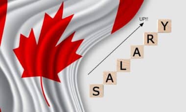 Drapeau du Canada avec SALARY imagé en dès