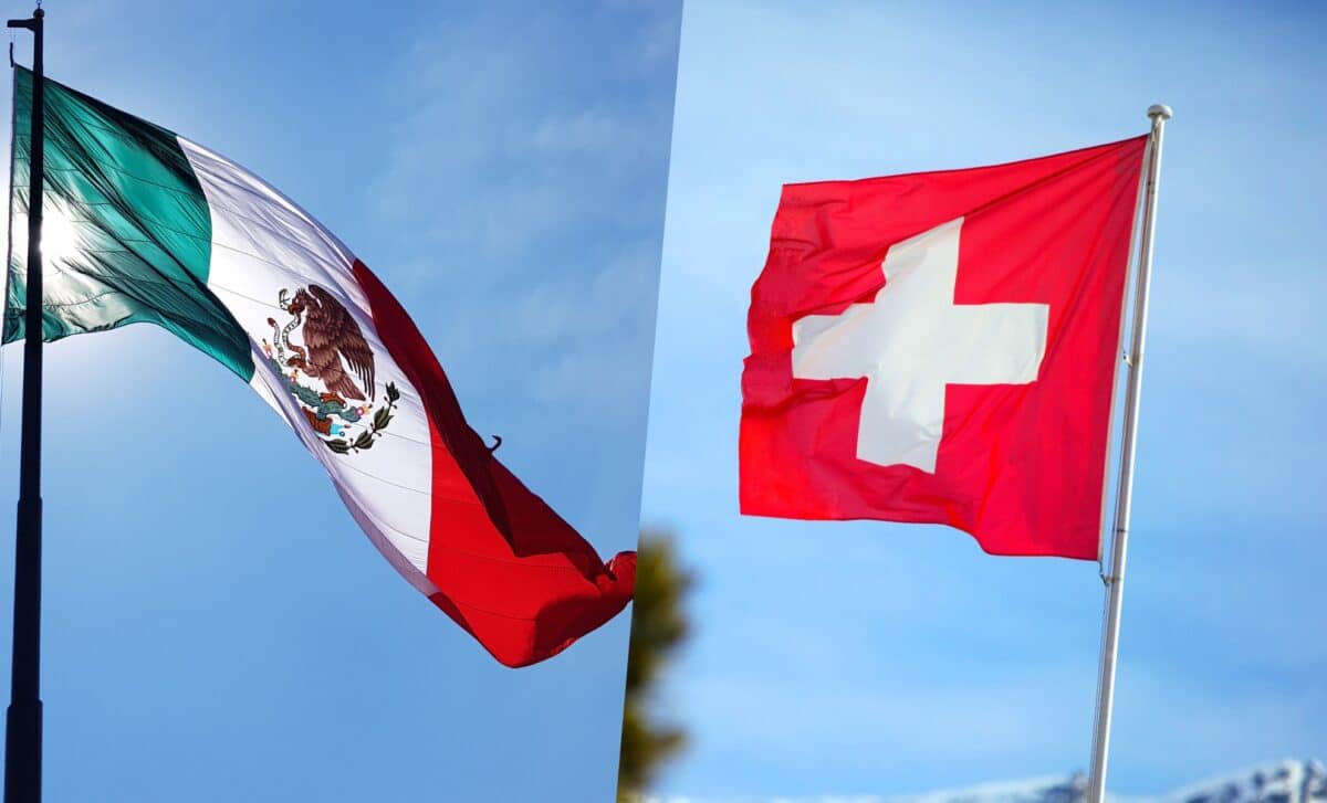 Les Drapeaux De La Suisse Et Du Mexique