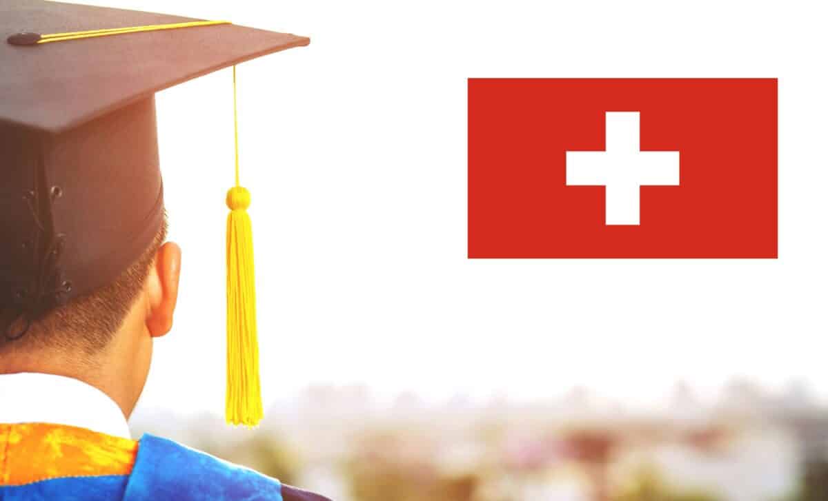 Illustration D'un étudiant Accompagné D'un Drapeau Suisse