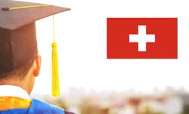 Illustration D'un étudiant Accompagné D'un Drapeau Suisse