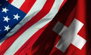 Le drapeau de la Suisse et des États-Unis