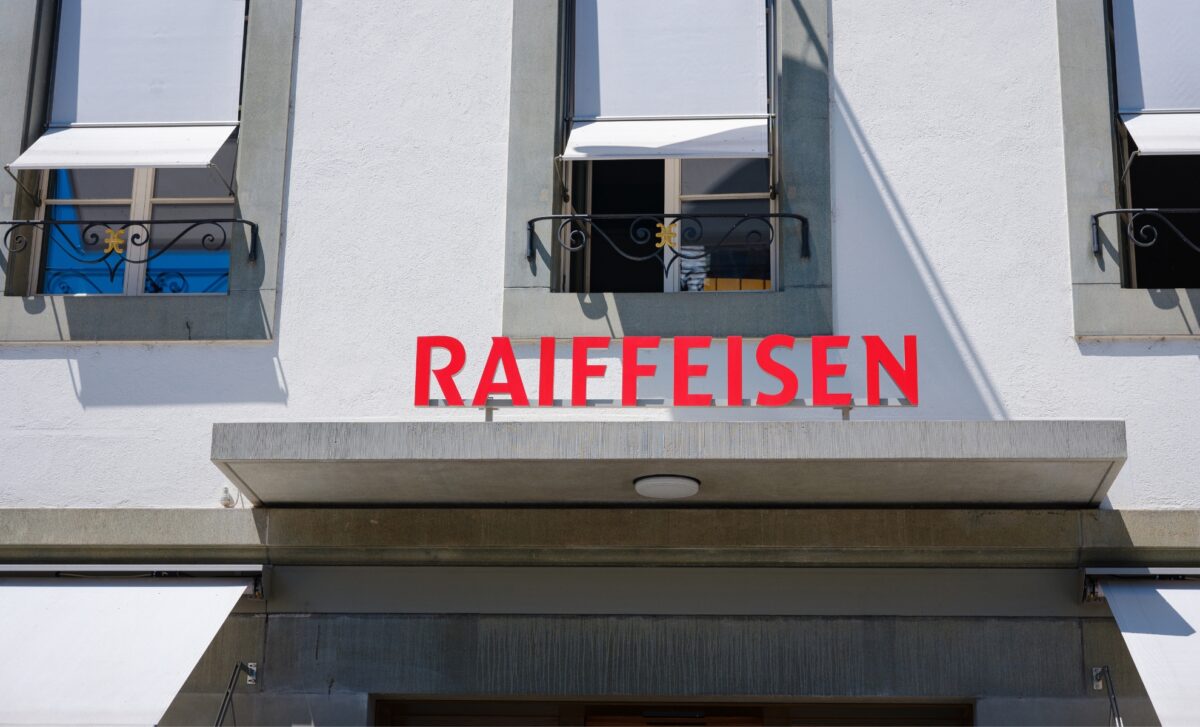 Panneau de la banque Raiffaisen