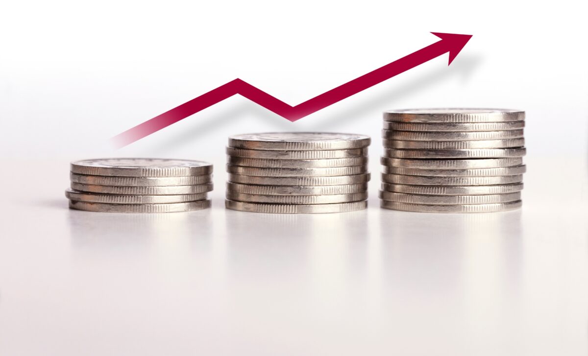 Flèche Rouge Vers Le Haut Et Des Pièces