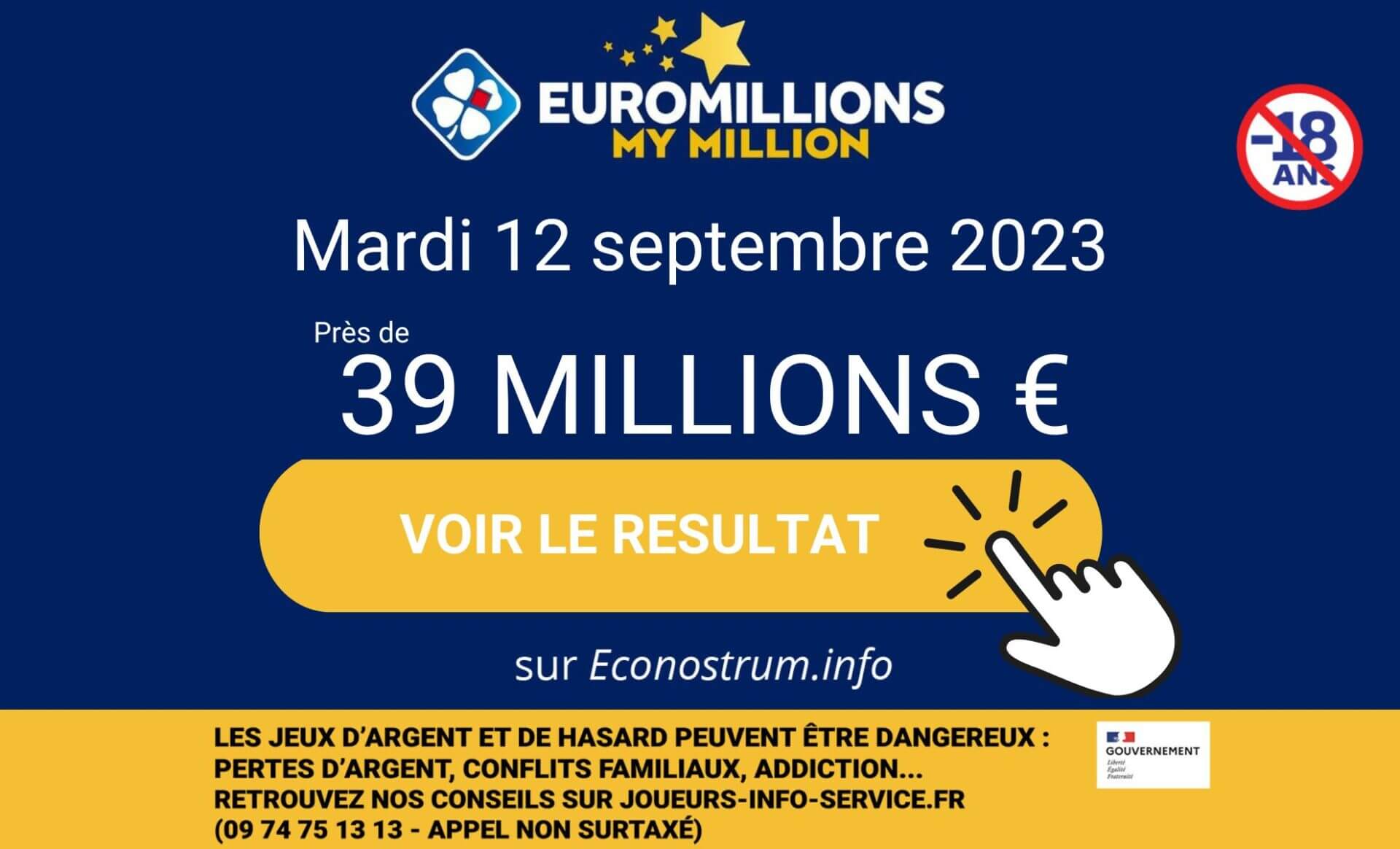 Résultats de l'EuroMillions de la FDJ du mardi 12 septembre