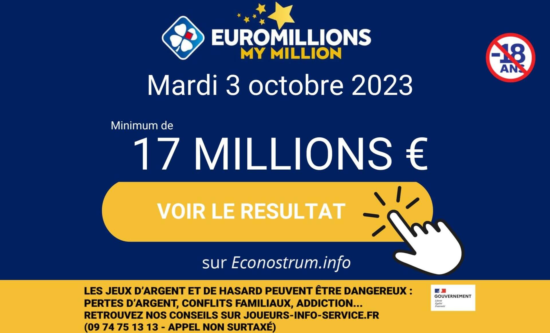 Résultats de l’EuroMillions de la FDJ du mardi 3 octobre