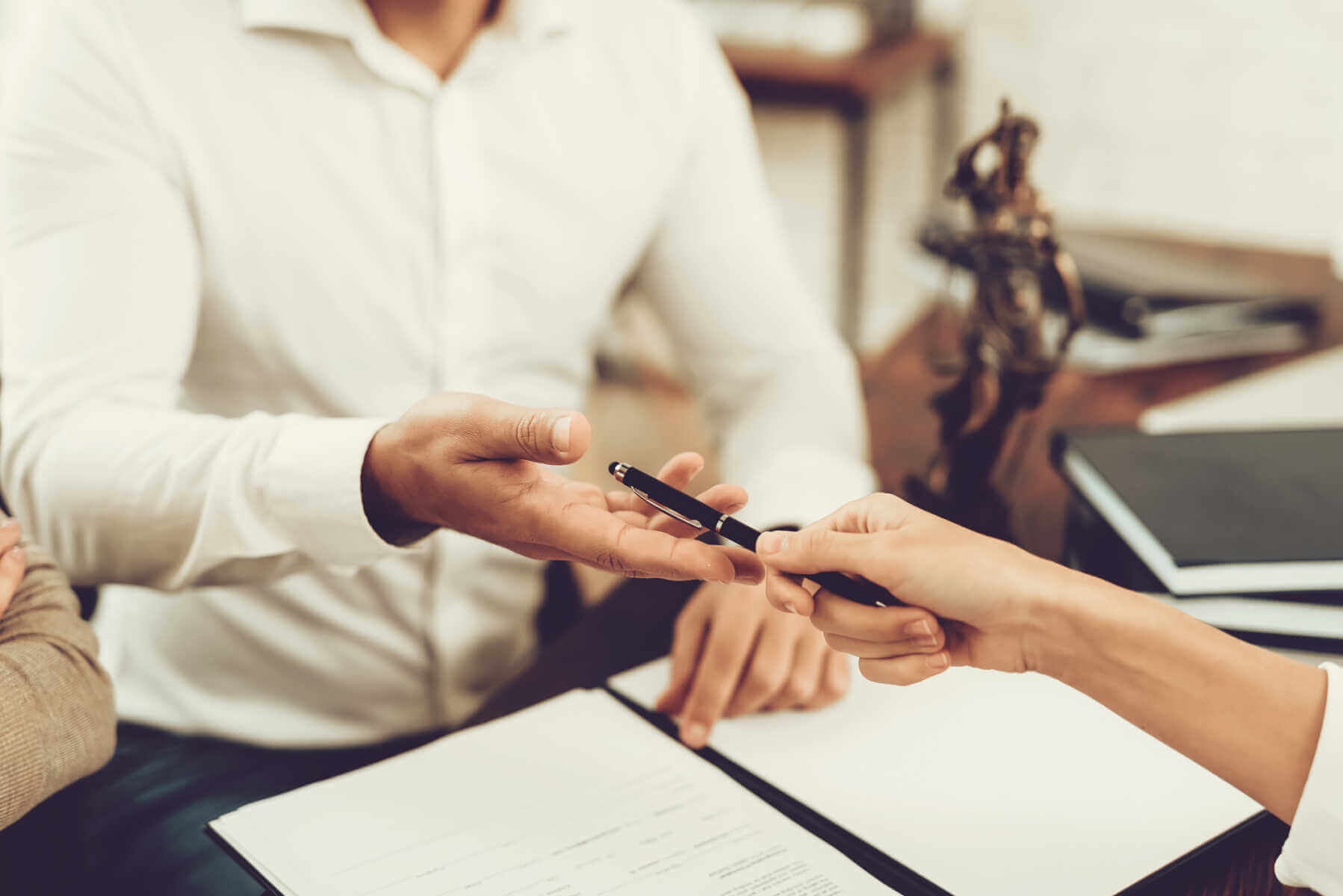 Young Couple Came To Lawyer. Divorce Concept.