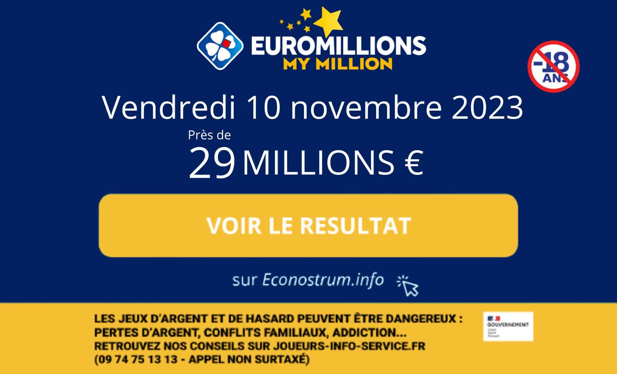 Résultats EuroMillions FDJ du vendredi 10 novembre