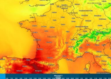 Carte météorologique montant une vague de chaleur