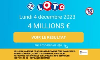 Les résultats du Loto de la FDJ du lundi 4 décembre