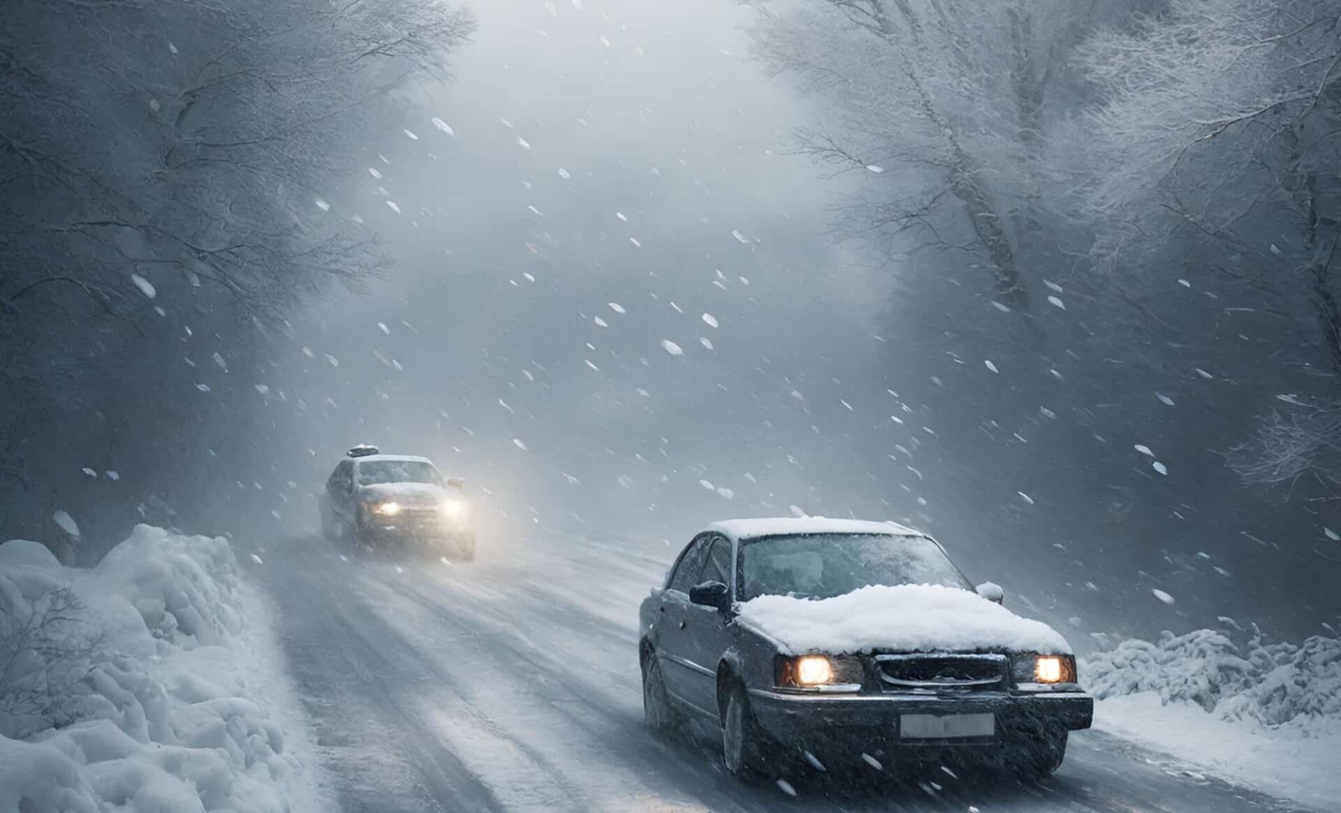 Route énergie pour illustrer une météo hivernale