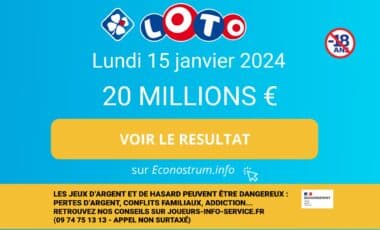 Les résultats Loto de la FDJ du lundi 15 janvier 2024