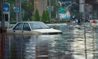 photo d'inondations pour illustrer les risques liés à la dépression météorologique Aitor