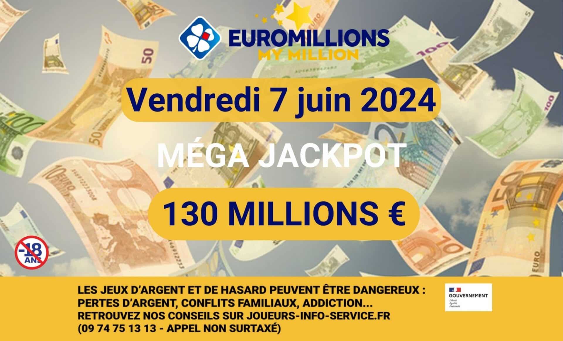 Les résultats EuroMillions (FDJ) du vendredi 7 juin : un méga jackpot de 130 millions d'euros !