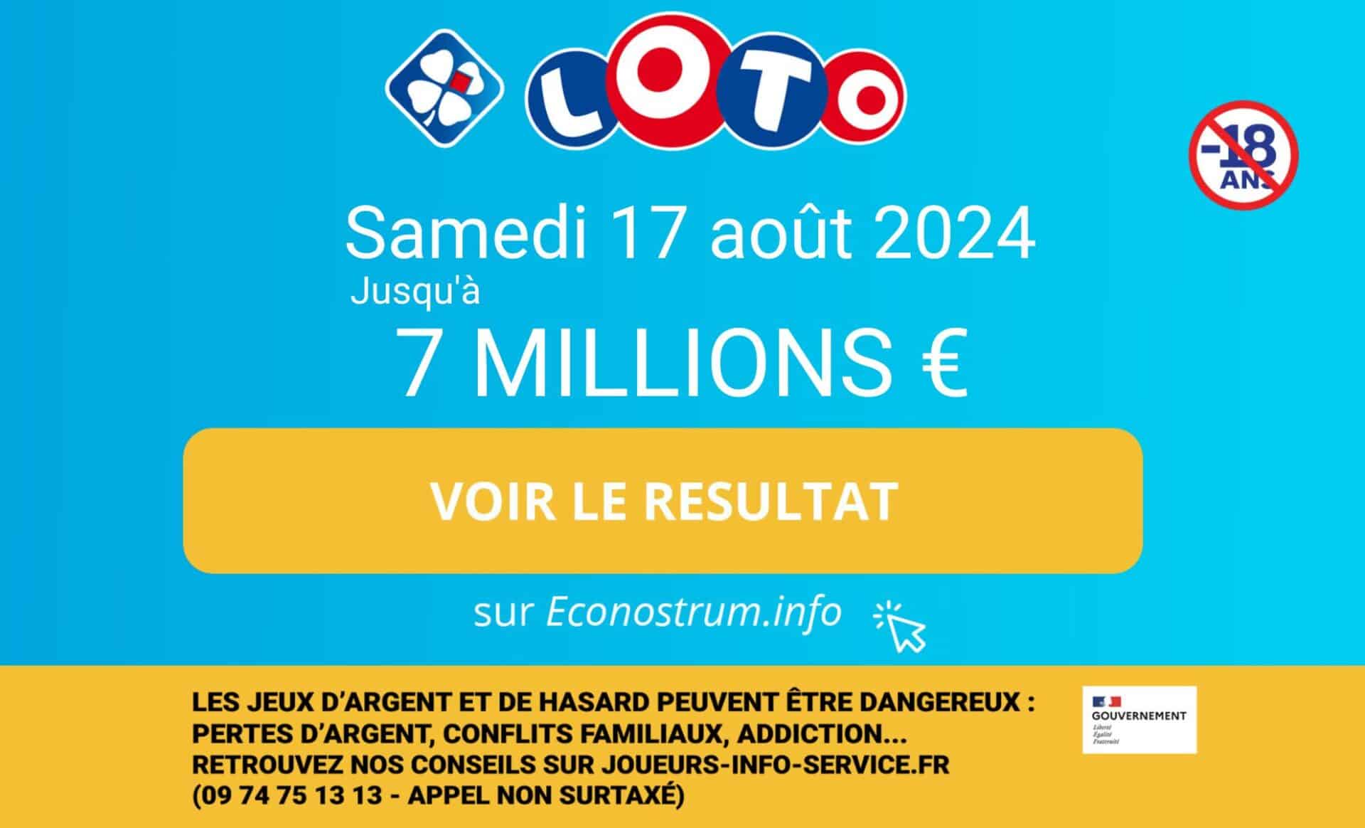 Photo affichant la cagnotte du loto