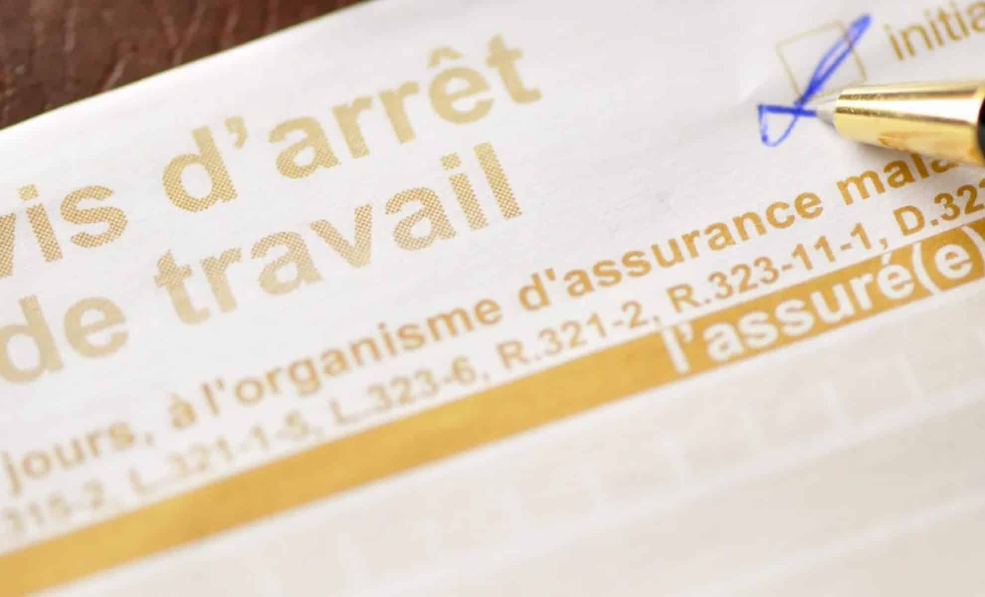 Photo d'un avis arrêt maladie