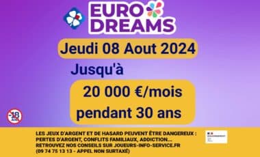 Les résultats EuroDreams de la FDJ du jeudi 8 août (En direct)