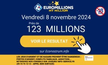 Photo montage contenant des informations sur le tirage EuroMillions du 8 novembre 2024