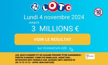 Photo montage Loto comportant des informations sur le tirage loto (FDJ) du 4 novembre 2024