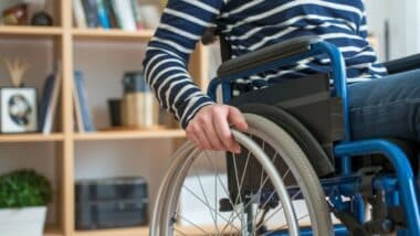 Une personne en situation de handicap avec un fauteuil roulant