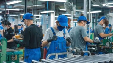 Une photo de travailleurs dans une usine pour évoquer les compétences des adultes