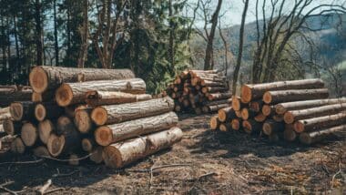 Des piles de bois de chauffage dans une foret