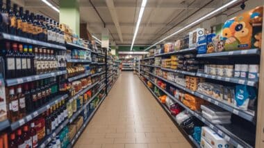 Des rayons de produits vendus chez Carrefour