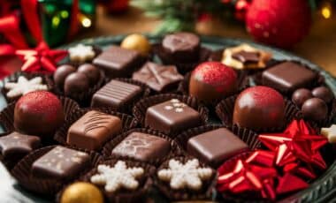 Un assortiment de chocolats de Noël de différentes formes et tailles