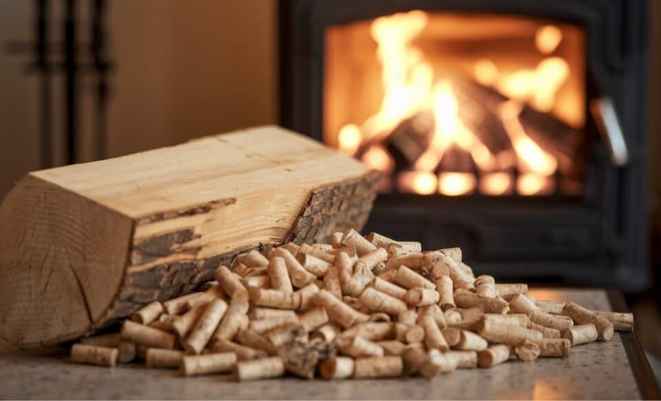 Pellets avec un chauffage à bois en fond