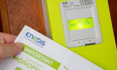 Un compteur Linky et un document envoyé par Enedis