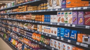 Photo d'un rayon de produits alimentaires dans un magasin