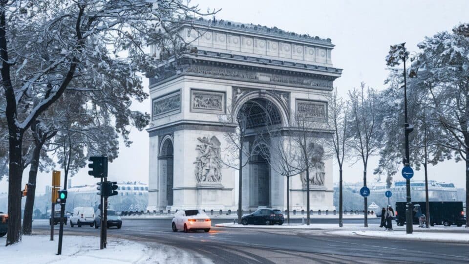 Photo de la neige à Paris pour évoquer une alerte Météo