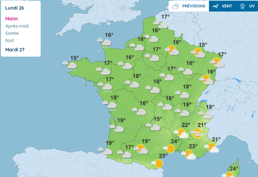 Météo : la France coupée en deux entre temps pourri au nord et soleil au sud Météo